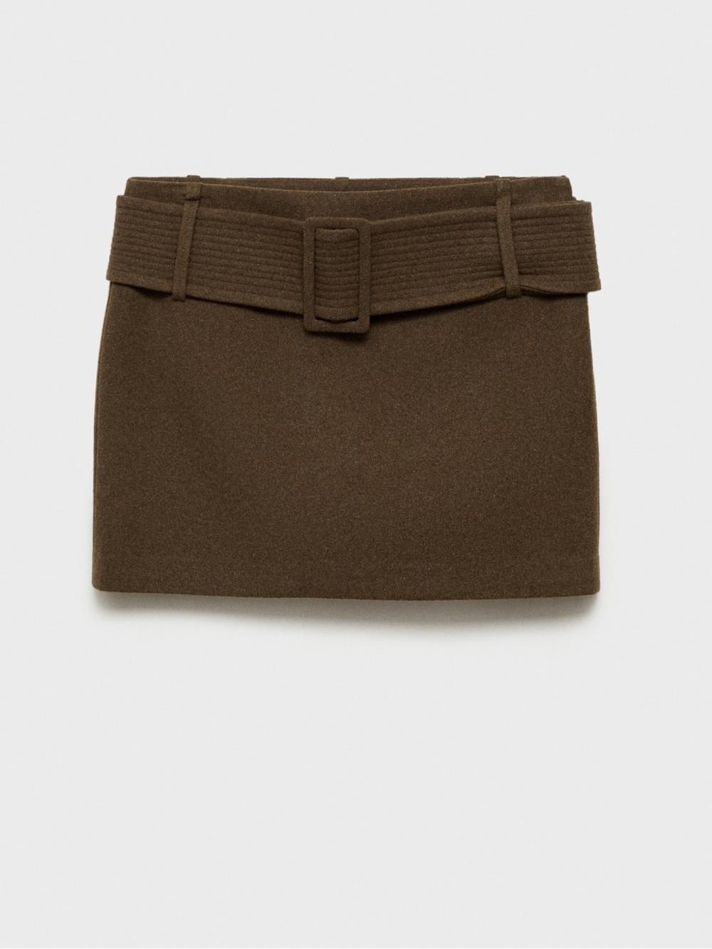Mango Brown Mini Skirt with Wide Fabric Belt